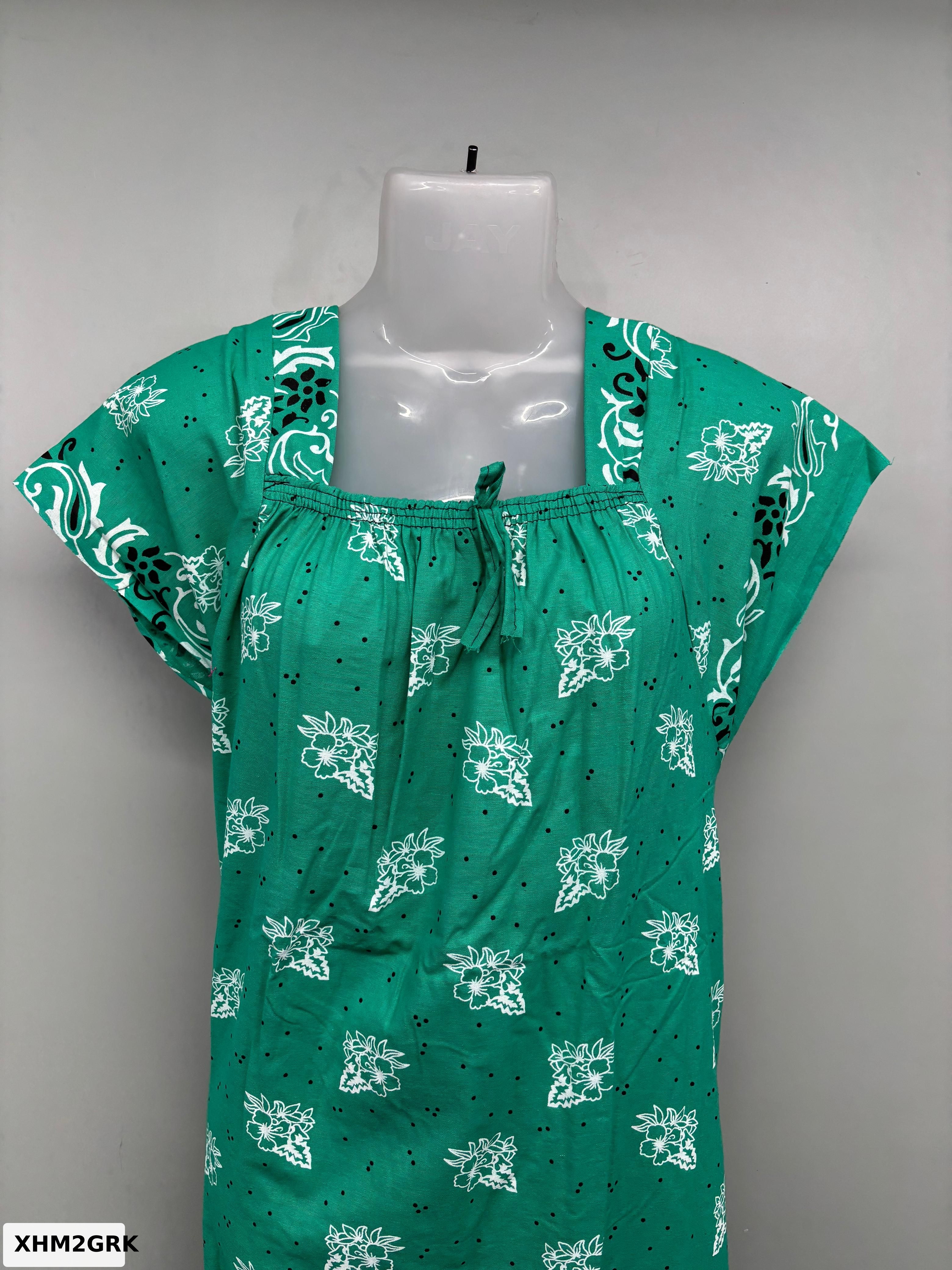 Cotton Carola Print Elastic Neck Nighty