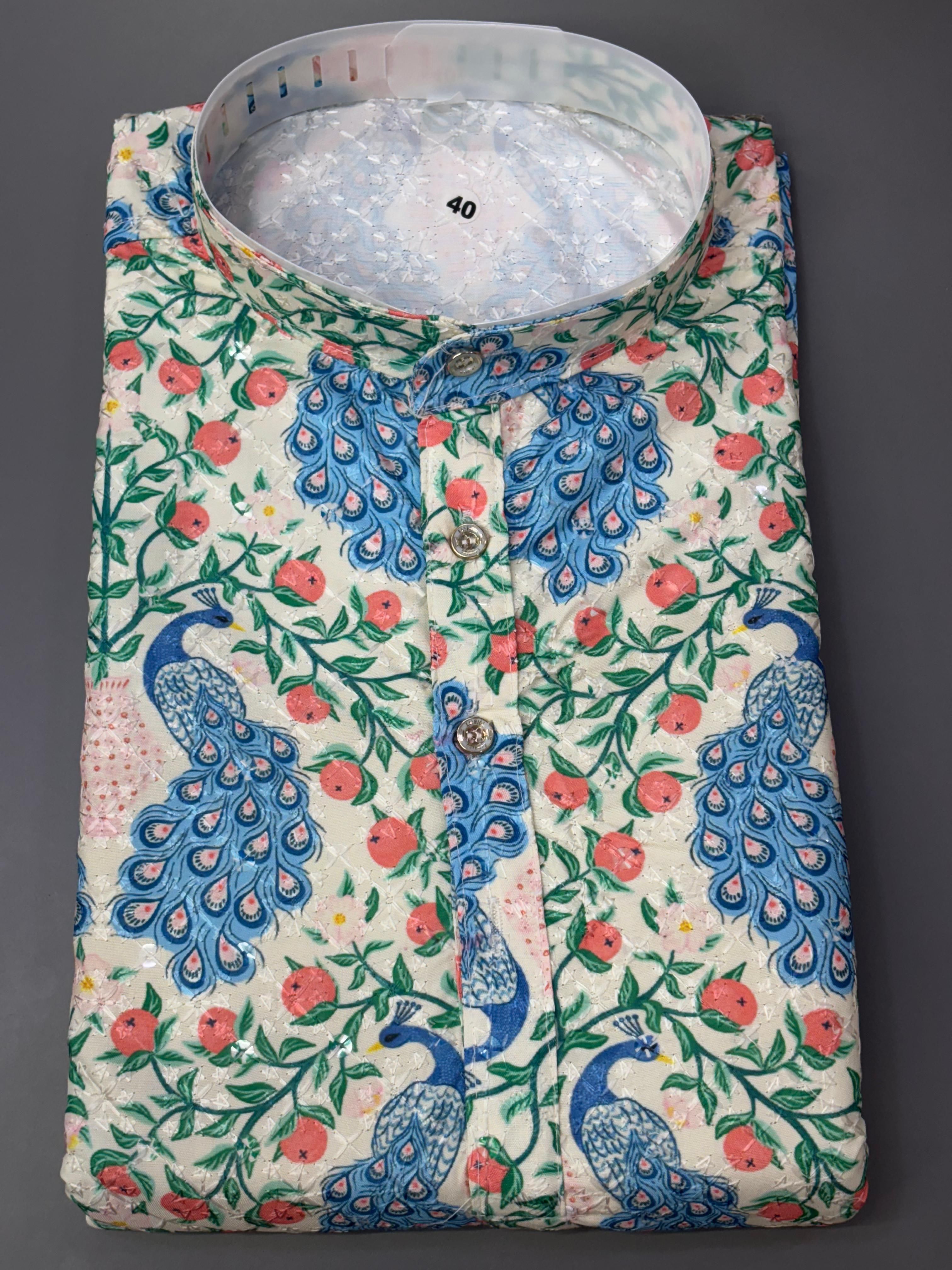 Position Print Fancy Crochet Kurta