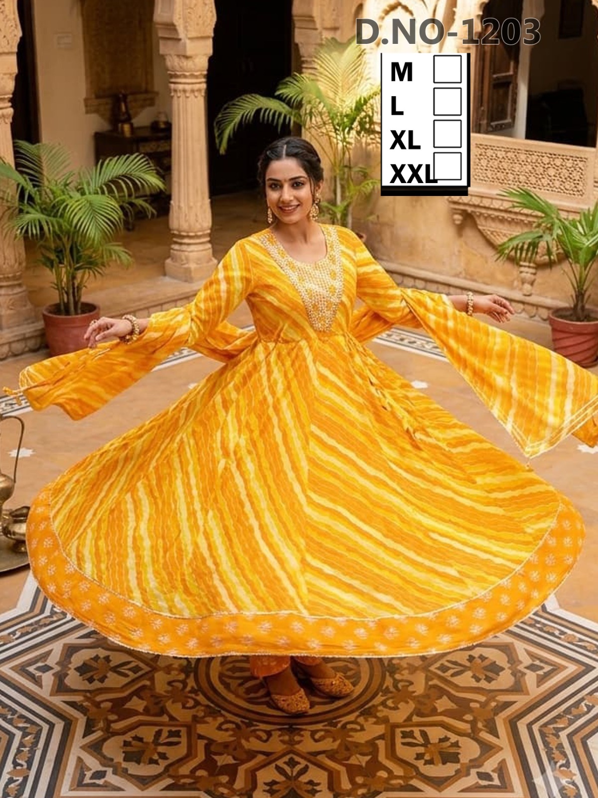 Fancy Lehriya Anarkali Style 3-Piece Kurtis