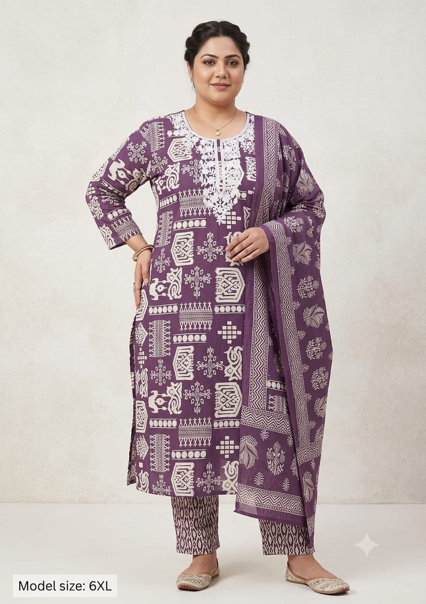 Lucknowi Work 3-Piece Big Size Collection Kurtis