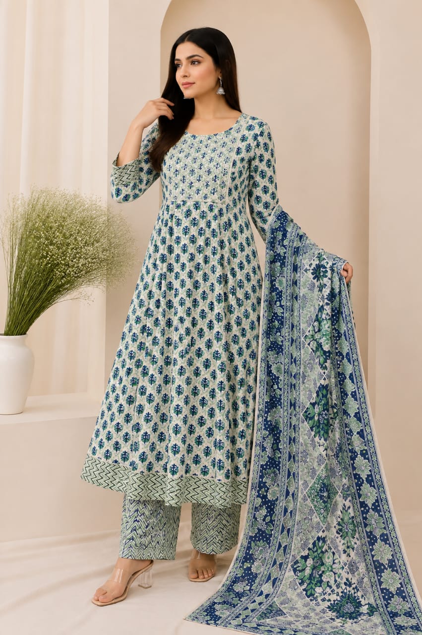 Anarkali Style Long Gown 3-Piece