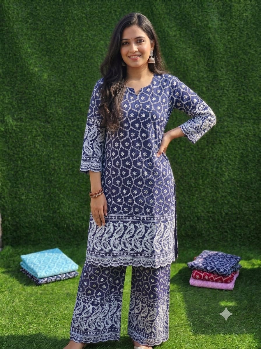 Fancy Chikan Work Co-Ord Set