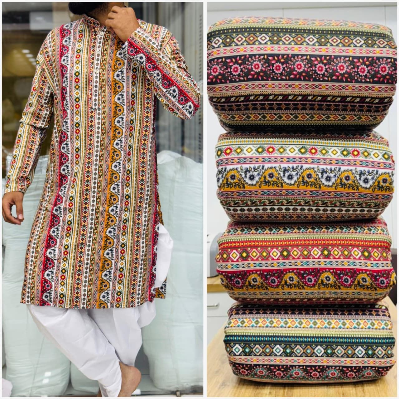 Men's Kurta Bandhani Print