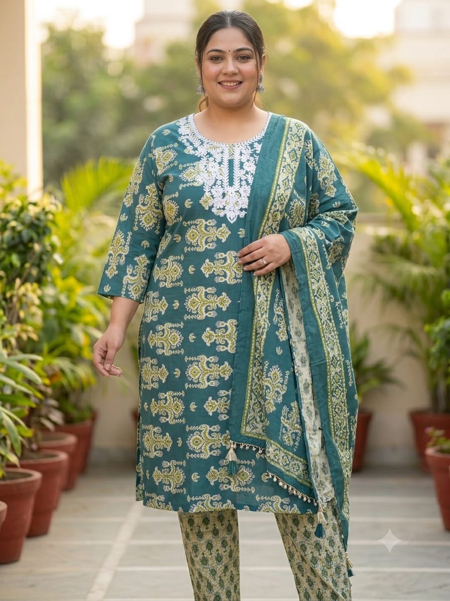Lucknowi Work 3-Piece Big Size Collection Kurtis