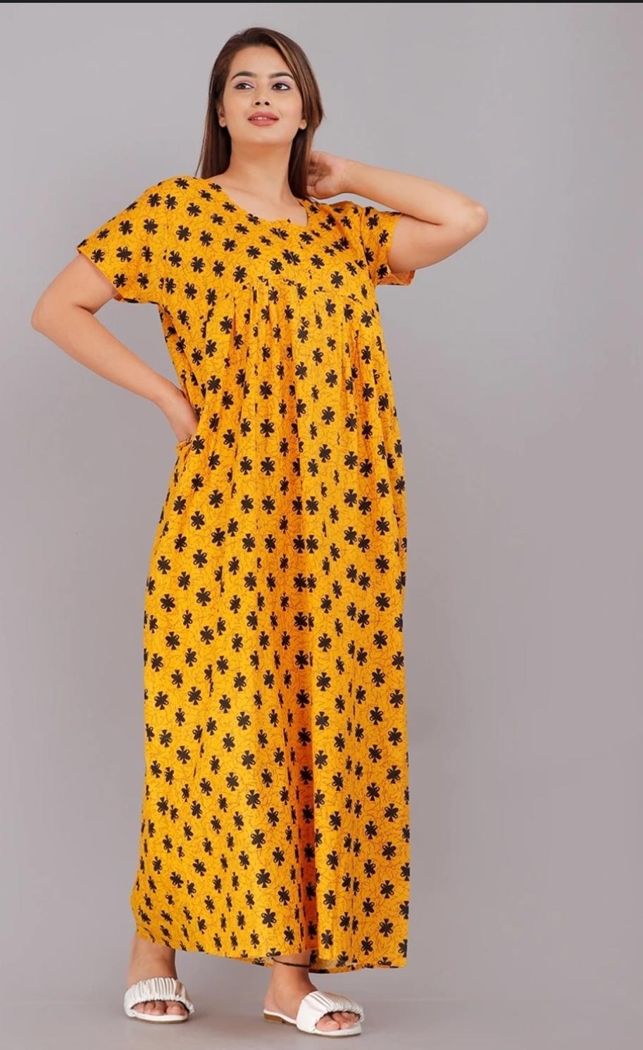 Cotton Nighty Gown - New Trending Colours, Fancy Designs