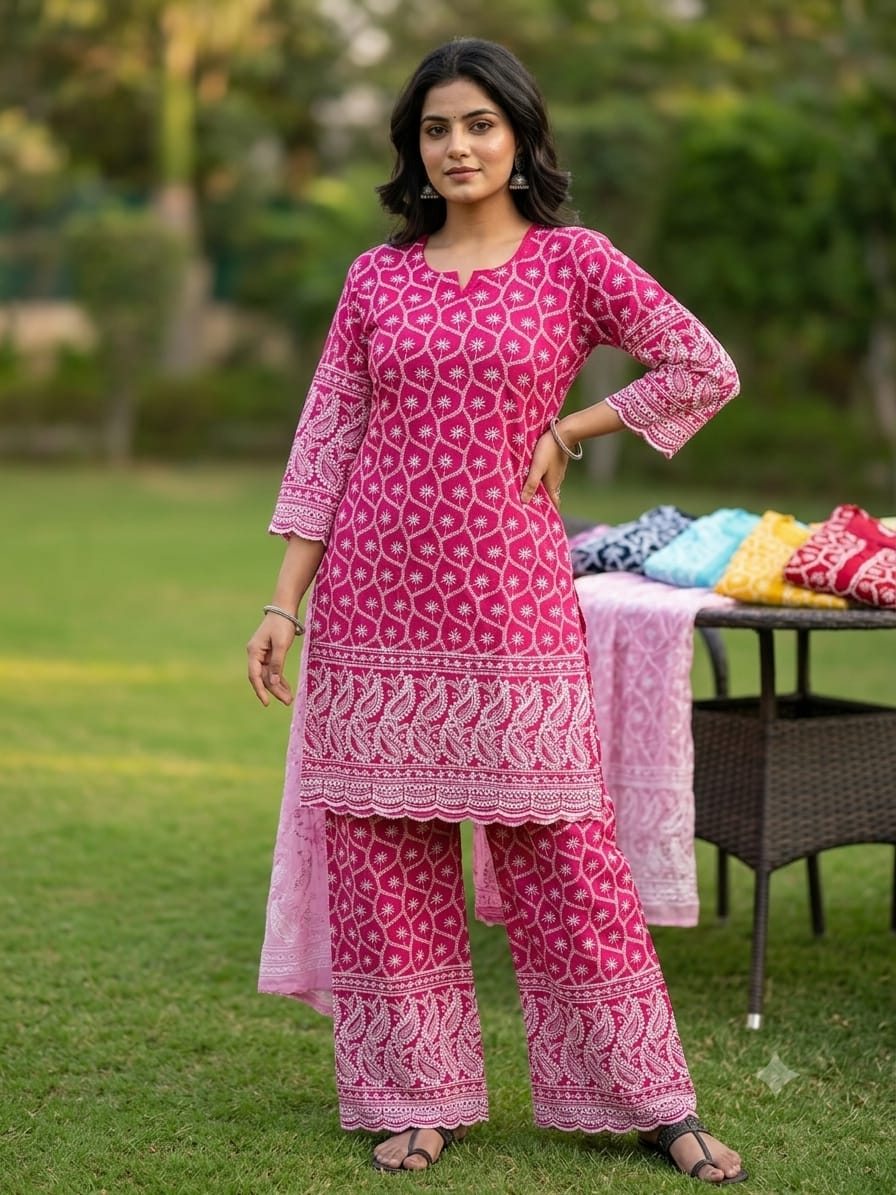 Fancy Chikan Work Co-Ord Set