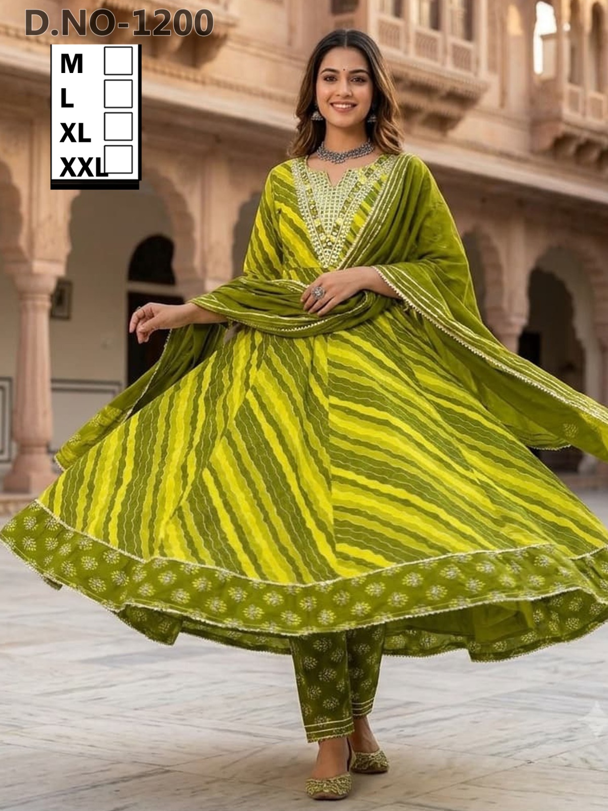 Fancy Lehriya Anarkali Style 3-Piece Kurtis