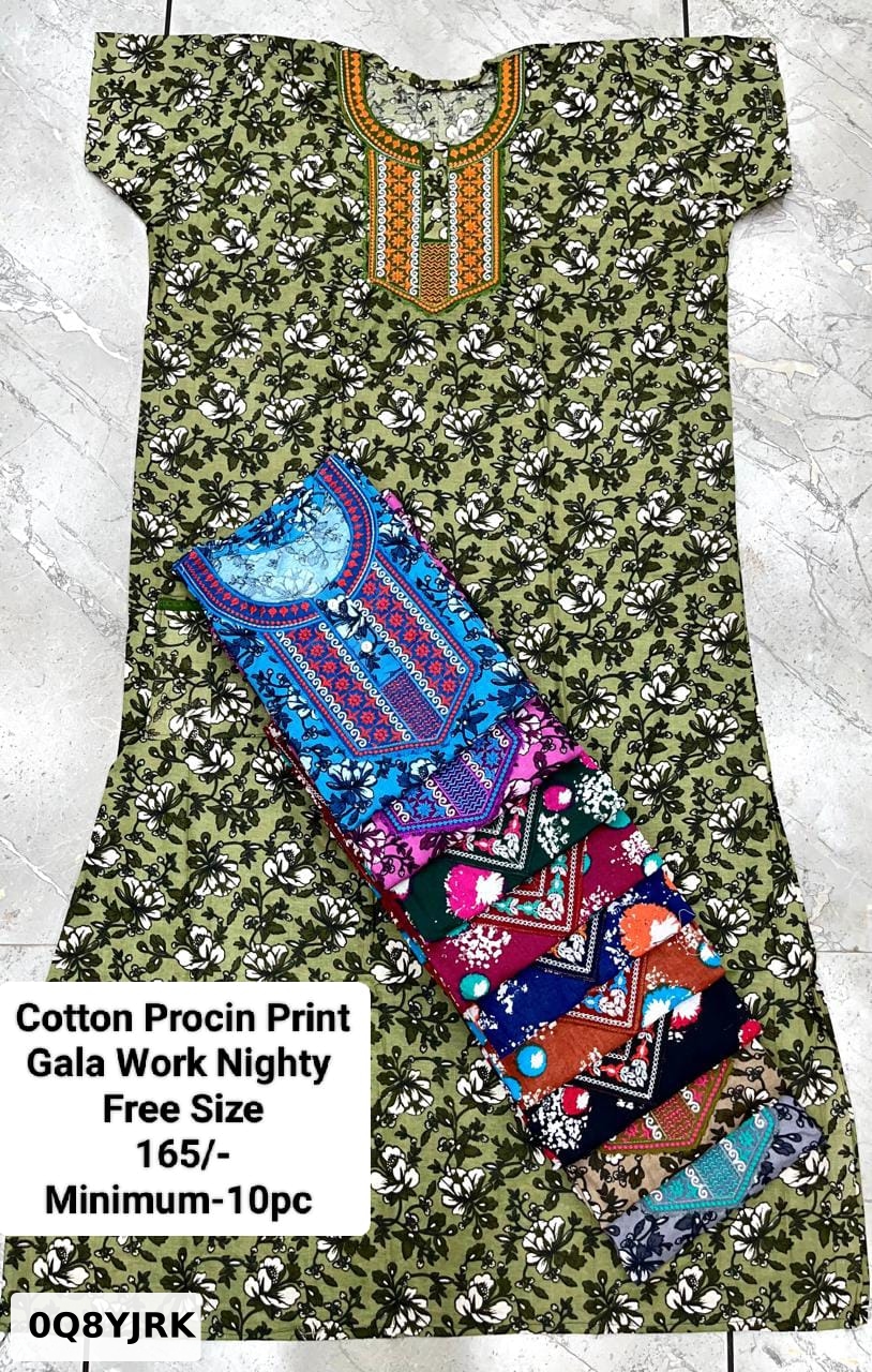 Cotton Print Gala Work Nighty