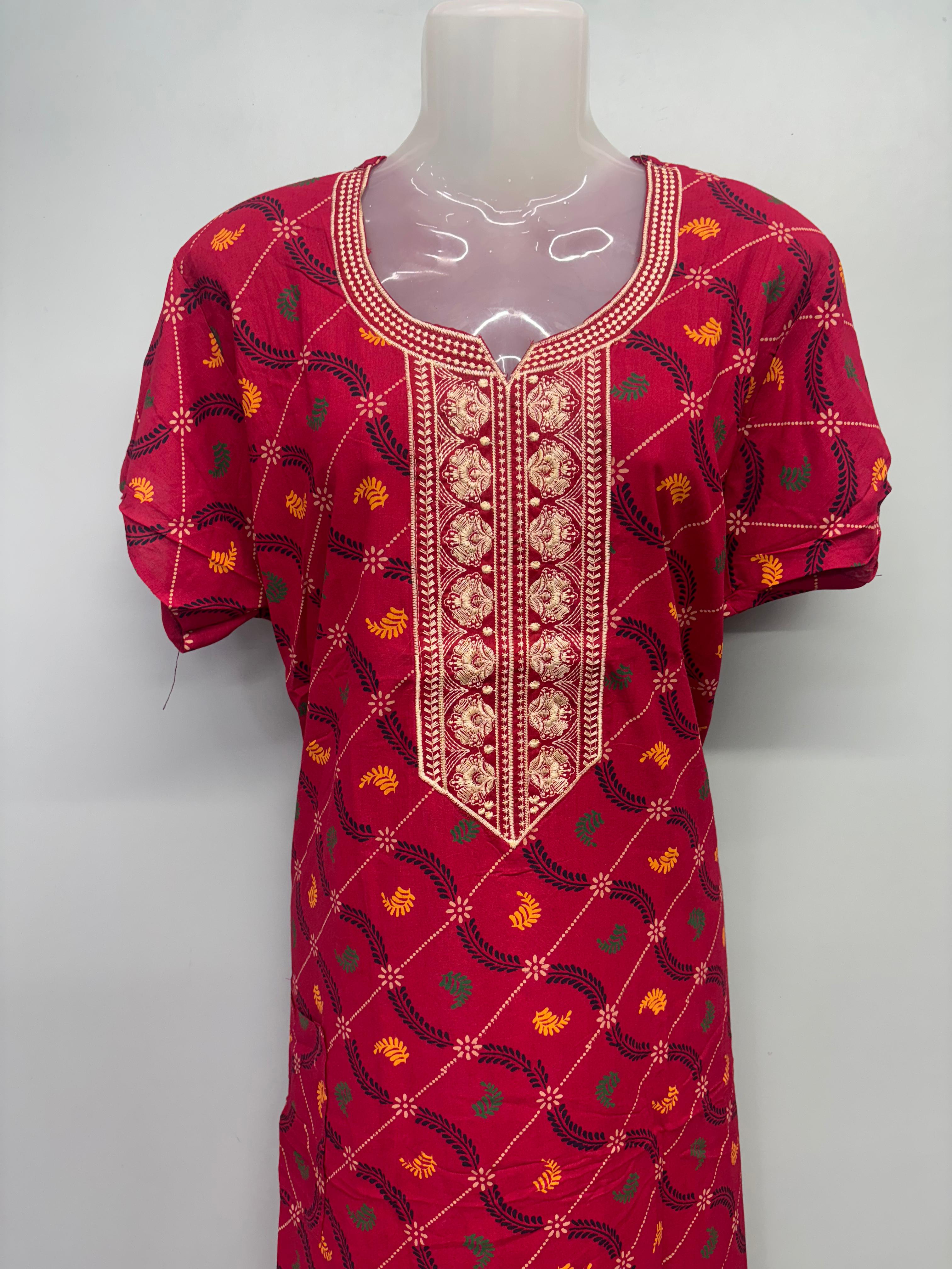 Gujri Work Cotton Nighty