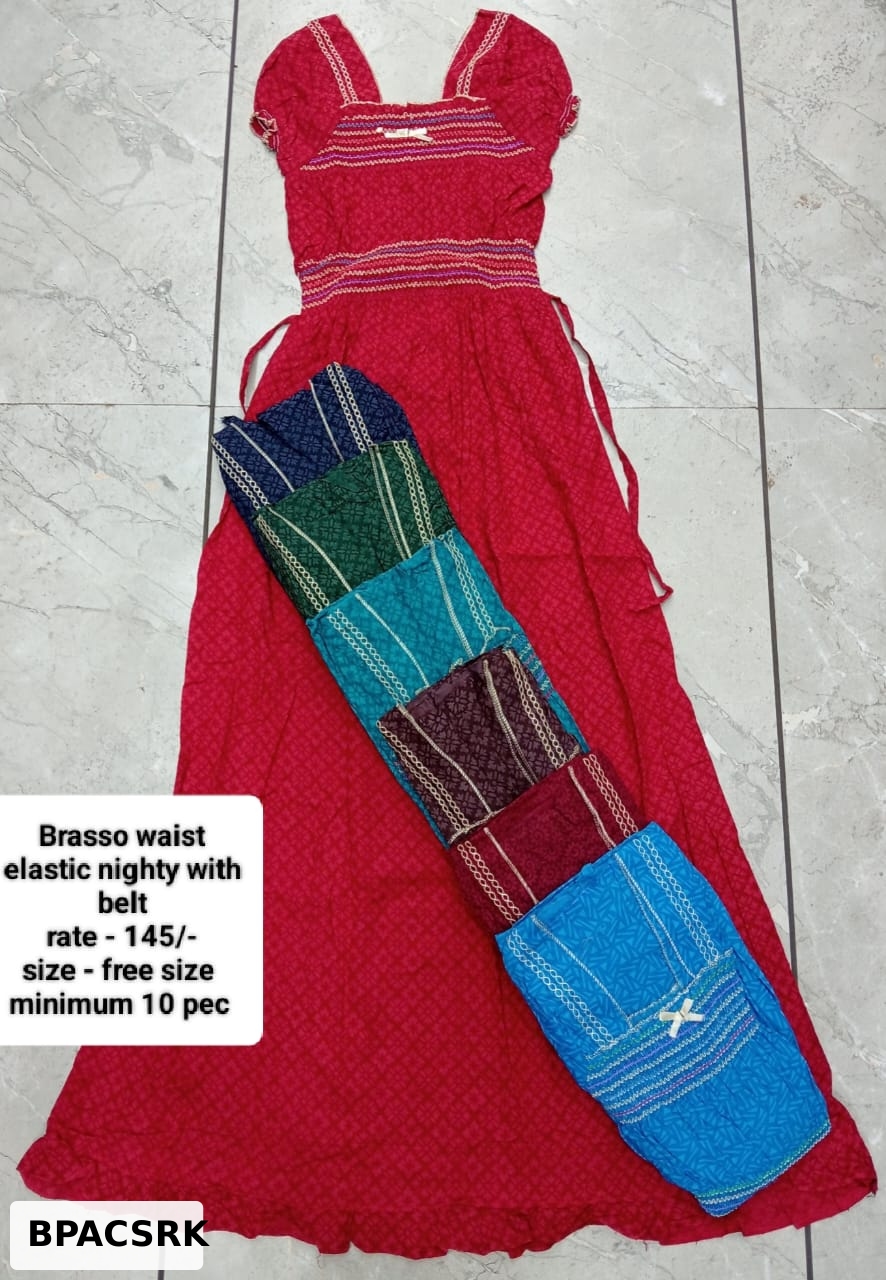 Brasso Waist Elastic Nighty With Belt